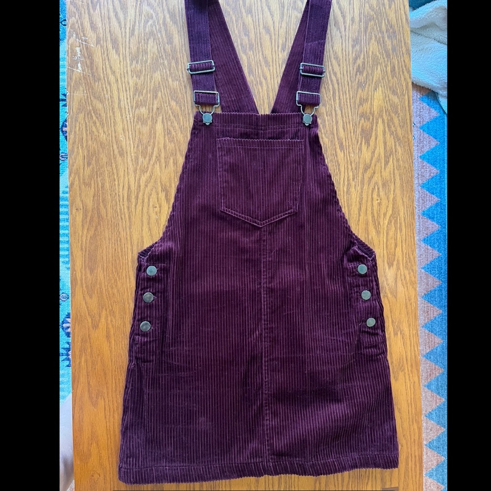 Maroon, corduroy overalls!
